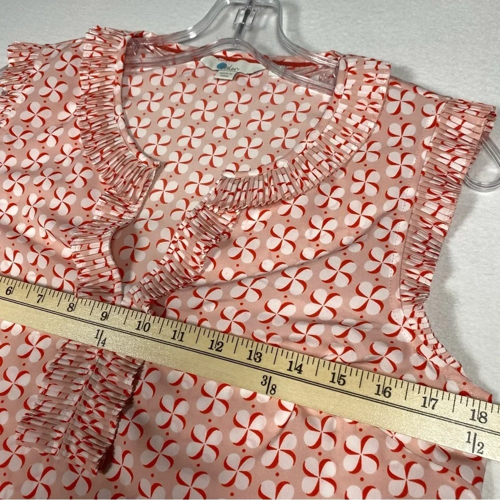 Boden US 6 Peggy Pinwheel Ruffle Pleated Blouse 0072 Sleeveless Printed Top pink - Picture 7 of 9
